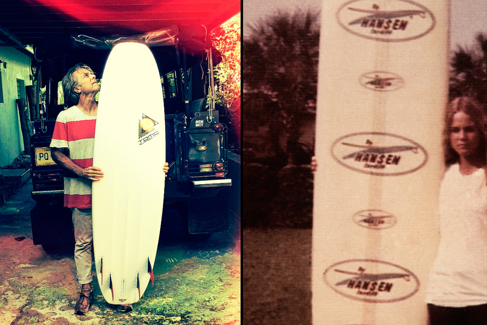 (Left) Graphic artist and Florida native David Carson is best know for his creative design work with Surfer Magazine, where as new art director in 1990 he turned the surf mag world on its head thanks to a less-than-staid, fuck-the-status-quo redesign that influenced every surf pub since (including ESM). David’s work goes far beyond surfing, and it's safe to say that no other “surf artist” has had more worldwide impact, endemically or non-endemically, than this 2016 nominee. (Right) When we say Florida's Pam Hill is a true pioneer, the proof is in the fact she is one of the few East Coast women, along with Jeannie Chesser, to ever be nominated in the Pioneers category. Pam has the comp credentials, with over 30 years of ESA heats, numerous wins and Iron Women awards, and several US Championship titles. But Pam's biggest attribute is her continuing ability to pay it forward, which finds her still deeply dedicated to the ESA as tabulator and all-around go-to girl at at events up and down the coast. Left photo: Courtesy Carson; Right photo: Courtesy Hill